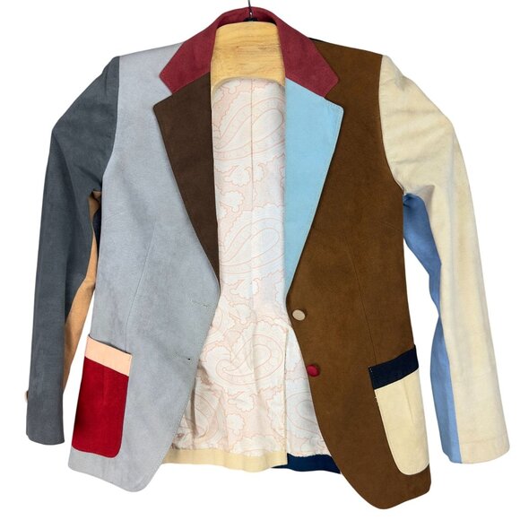 Vincent Kari Carmine Ursello Blazer Coll Suede Jacket Women S/M Colorblock - Picture 3 of 8